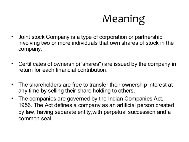 definition of joint stock company