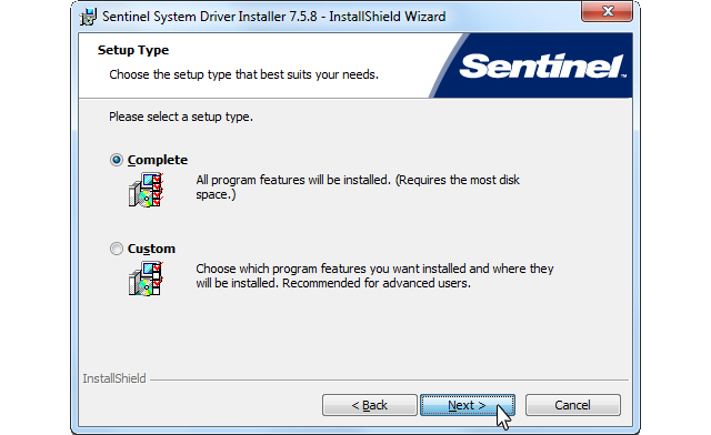 sentinel system driver installer 7.5